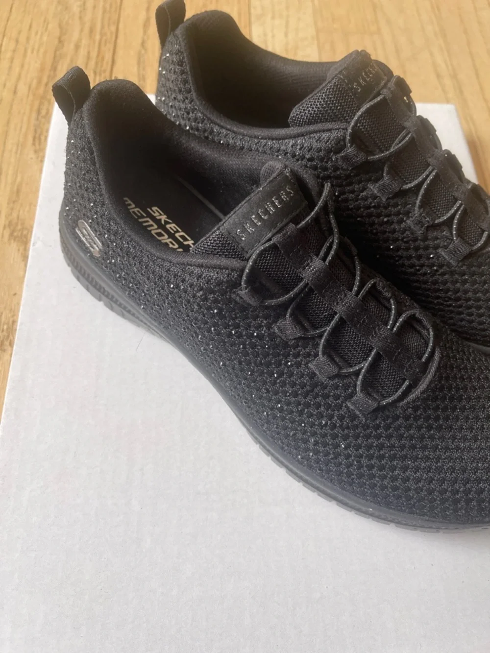 Skechers Women's Black Slip-On Knit Sneakers - Picture 8 of 8